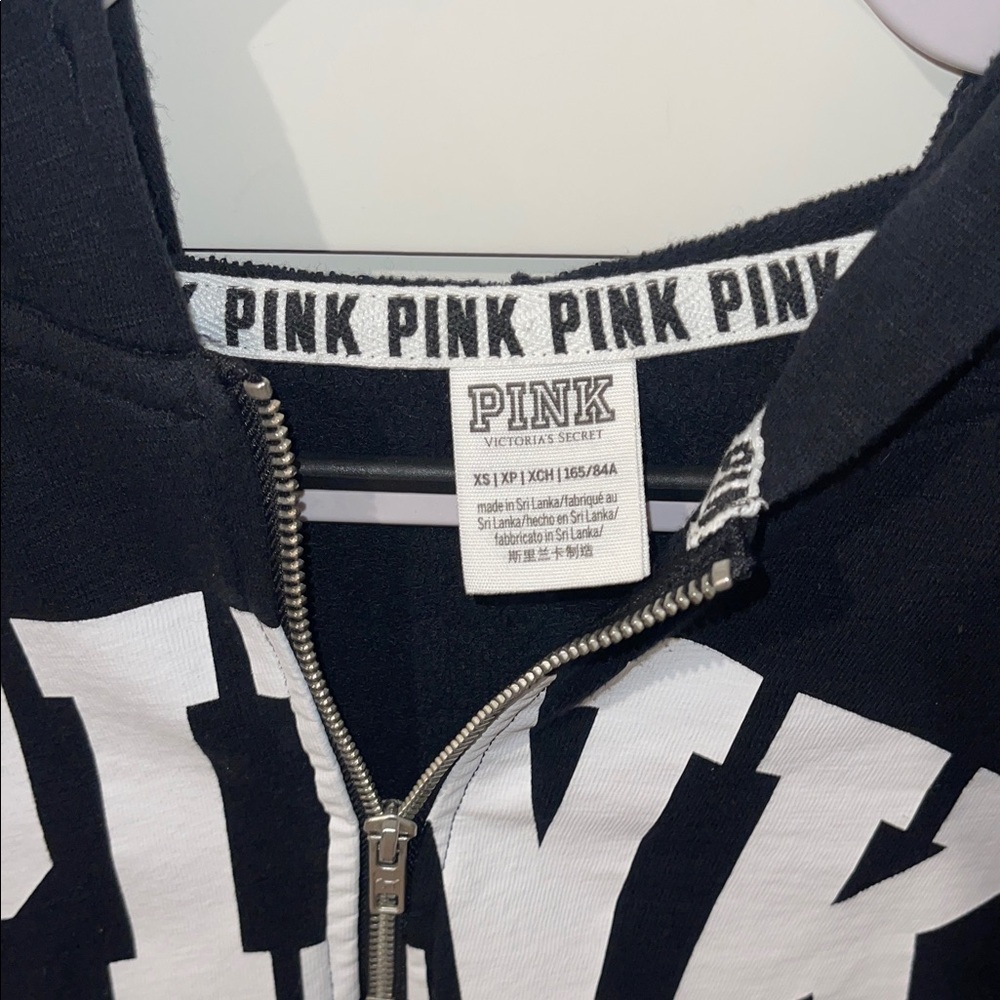 PINK Victoria's Secret Black and White Hoodie Sweater - Picture 2 of 3